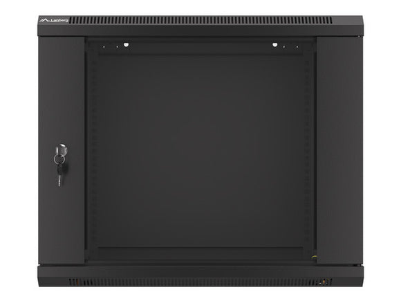 Lanberg 19'' wall-mounted installation cabinet 9U 600x450mm black (glass door)