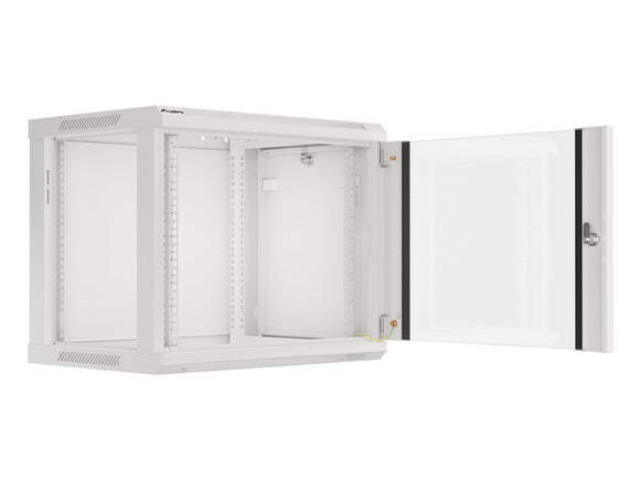 Lanberg wall-mounted installation rack cabinet 19'' 9U 600x450mm gray (glass door)