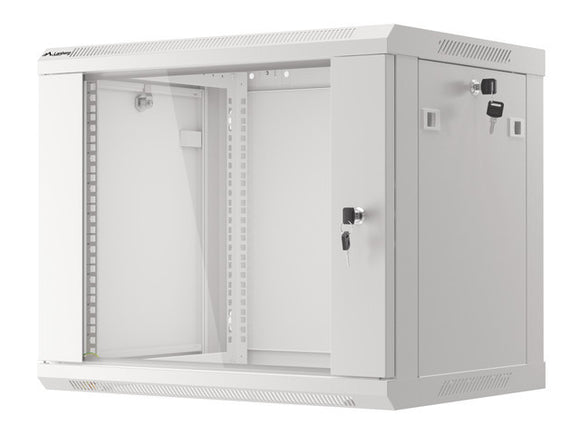 Lanberg wall-mounted installation rack cabinet 19'' 9U 600x450mm gray (glass door)