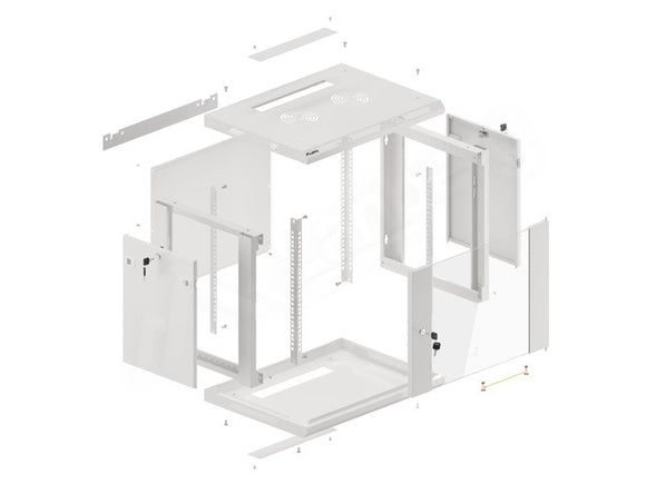 Lanberg wall-mounted installation rack cabinet 19'' 9U 600x450mm gray (glass door)