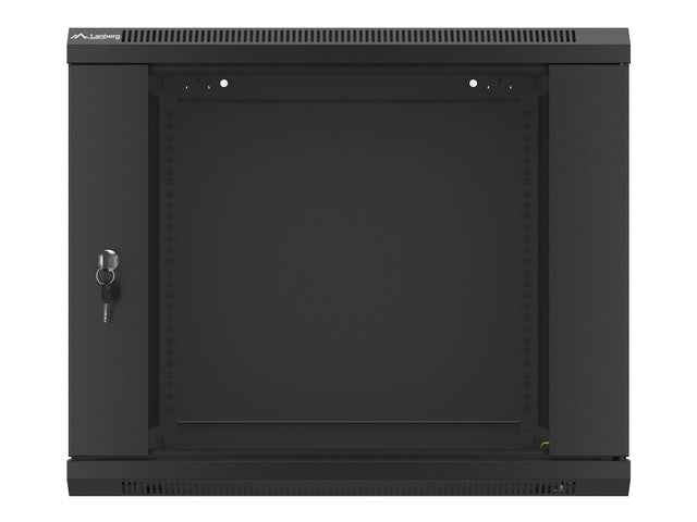 Baie d'installation murale Lanberg 19'' 9U 600x600mm noire (porte vitrée)