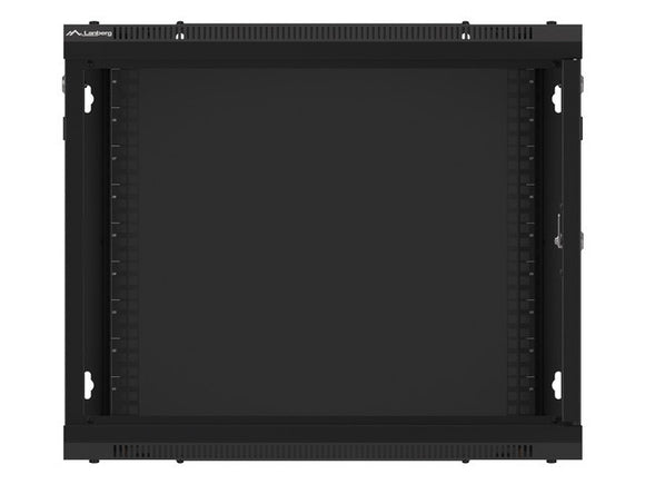 Baie d'installation murale Lanberg 19'' 9U 600x600mm noire (porte vitrée)