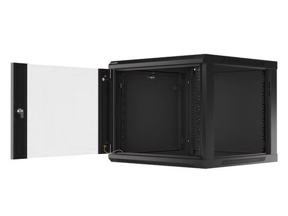 Baie d'installation murale Lanberg 19'' 9U 600x600mm noire (porte vitrée)