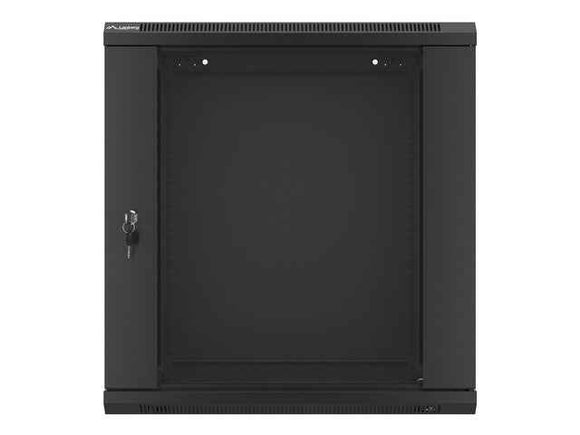 Lanberg wall-mounted installation rack cabinet 19'' 12U 600x450mm black (glass door)