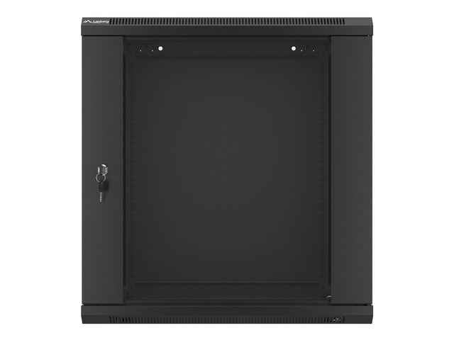 Lanberg wall-mounted installation rack cabinet 19'' 12U 600x450mm black (glass door)