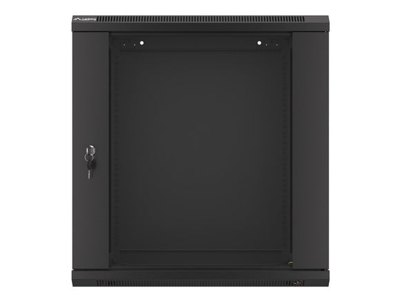 Lanberg wall-mounted installation rack cabinet 19'' 12U 600x450mm black (glass door)
