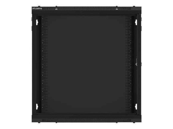 Lanberg wall-mounted installation rack cabinet 19'' 12U 600x450mm black (glass door)