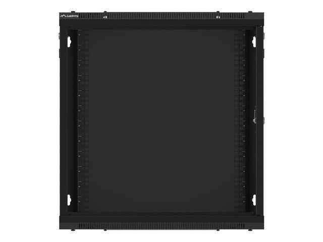 Lanberg wall-mounted installation rack cabinet 19'' 12U 600x450mm black (glass door)