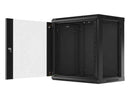 Lanberg wall-mounted installation rack cabinet 19'' 12U 600x450mm black (glass door)