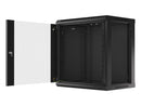 Lanberg wall-mounted installation rack cabinet 19'' 12U 600x450mm black (glass door)