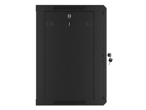 Lanberg wall-mounted installation rack cabinet 19'' 12U 600x450mm black (glass door)