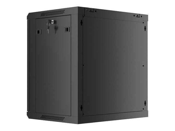 Lanberg wall-mounted installation rack cabinet 19'' 12U 600x450mm black (glass door)