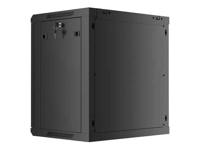 Lanberg wall-mounted installation rack cabinet 19'' 12U 600x450mm black (glass door)