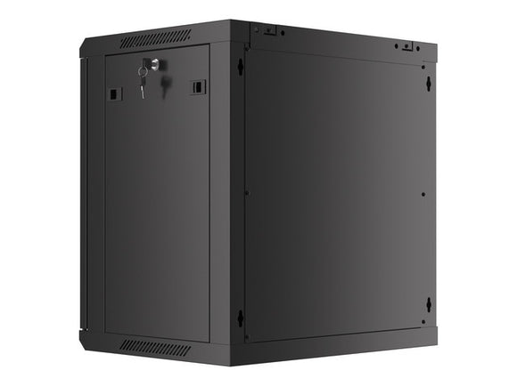 Lanberg wall-mounted installation rack cabinet 19'' 12U 600x450mm black (glass door)