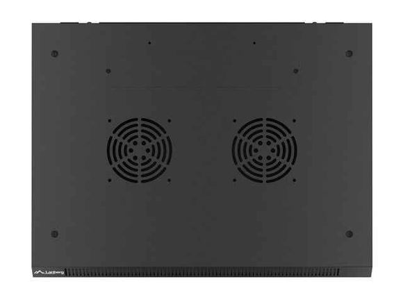 Lanberg wall-mounted installation rack cabinet 19'' 12U 600x450mm black (glass door)