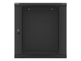 Lanberg wall-mounted installation rack cabinet 19'' 12U 600x600mm black (glass door) - 0