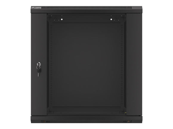 Lanberg wall-mounted installation rack cabinet 19'' 12U 600x600mm black (glass door)