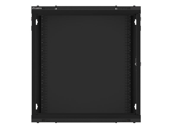Lanberg wall-mounted installation rack cabinet 19'' 12U 600x600mm black (glass door)
