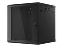 Lanberg wall-mounted installation rack cabinet 19'' 12U 600x600mm black (glass door)-6