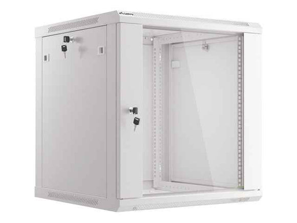 Lanberg wall-mounted installation rack cabinet 19'' 12U 600x600mm gray (glass door)
