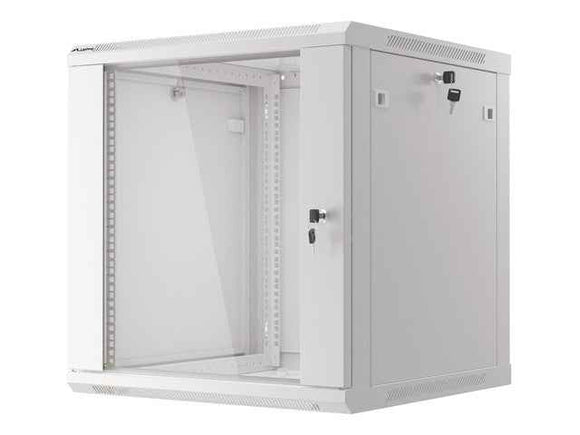Lanberg wall-mounted installation rack cabinet 19'' 12U 600x600mm gray (glass door)