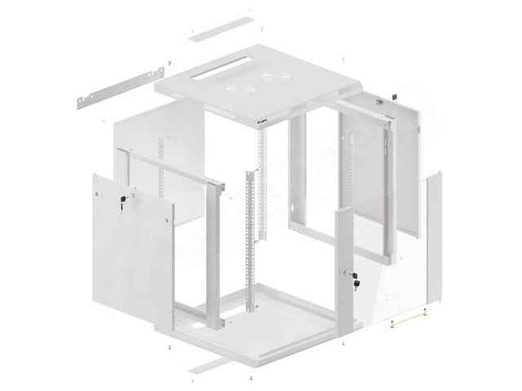 Lanberg wall-mounted installation rack cabinet 19'' 12U 600x600mm gray (glass door)