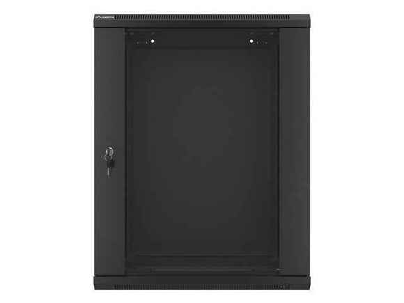 Lanberg wall-mounted installation rack cabinet 19'' 15U 600x450mm black (glass door)