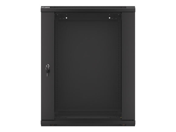 Szafa instalacyjna wisząca 19'' 15U 600X450mm czarna (drzwi      szklane)