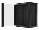 Szafa instalacyjna wisząca 19'' 15U 600X450mm czarna (drzwi      szklane)