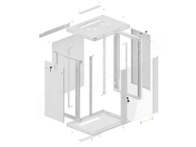 Armoire rack Lanberg WF01-6415-10S 15U, montage mural, gris