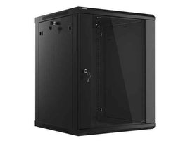 Szafa instalacyjna wisząca 19 cali 15U 600X600mm czarna (drzwi szklane)