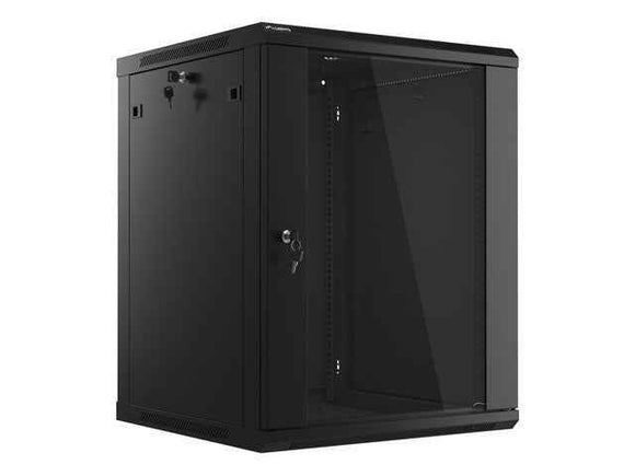 Lanberg wall-mounted installation rack cabinet 19'' 15U 600x600mm black (glass door)