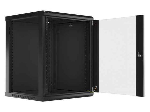 Lanberg wall-mounted installation rack cabinet 19'' 15U 600x600mm black (glass door)