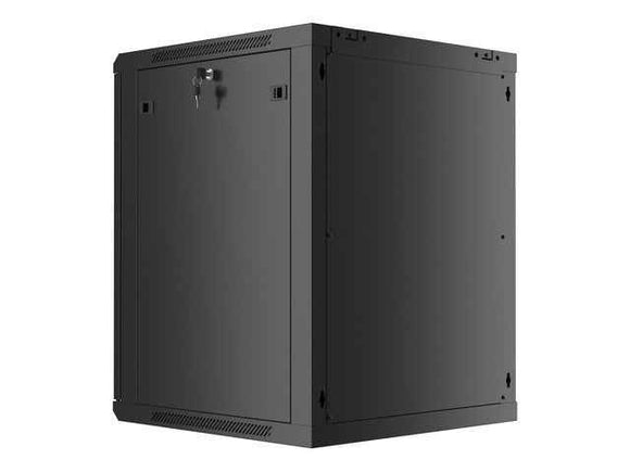 Lanberg wall-mounted installation rack cabinet 19'' 15U 600x600mm black (glass door)