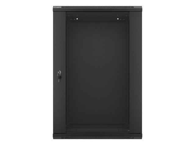 Lanberg wall-mounted installation rack cabinet 19'' 18U 600x450mm black (glass door)