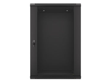 Lanberg wall-mounted installation rack cabinet 19'' 18U 600x450mm black (glass door)