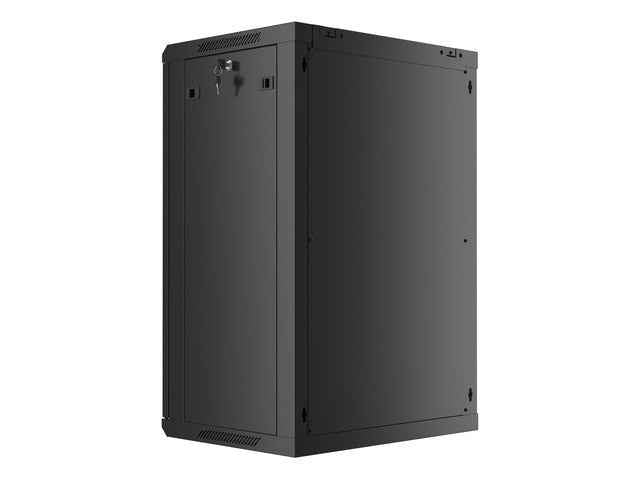 Lanberg wall-mounted installation rack cabinet 19'' 18U 600x450mm black (glass door)