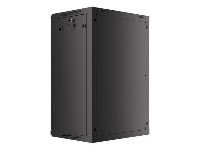 Lanberg wall-mounted installation rack cabinet 19'' 18U 600x450mm black (glass door)
