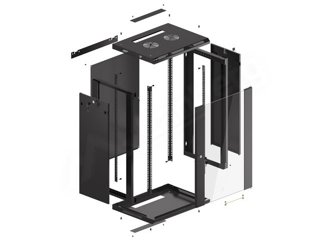 Lanberg wall-mounted installation rack cabinet 19'' 18U 600x450mm black (glass door)