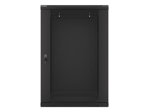 Lanberg wall-mounted installation rack cabinet 19'' 18U 600x600mm black (glass door)