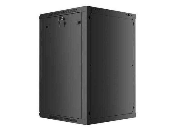 Lanberg | Rack cabinet 19" wall-mount 18U/600x600 (flat pack) with glass door | WF01-6618-10B | Black