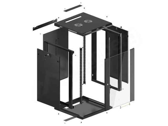 Lanberg | Rack cabinet 19" wall-mount 18U/600x600 (flat pack) with glass door | WF01-6618-10B | Black