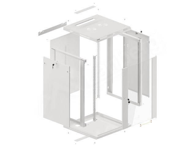 Armoire rack Lanberg WF01-6618-10S 18U, montage mural, gris