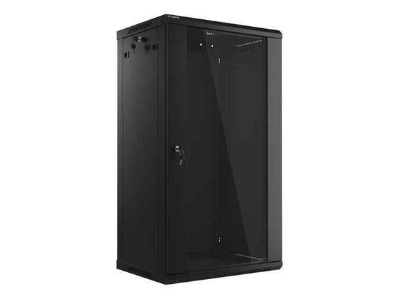 Lanberg | Rack cabinet 19" wall-mount 22U/600x450 (flat pack) with glass door | WF01-6422-10B | Black