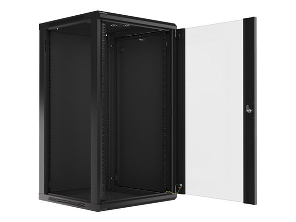 Lanberg wall-mounted installation rack cabinet 19'' 22U 600x600mm black (glass door)