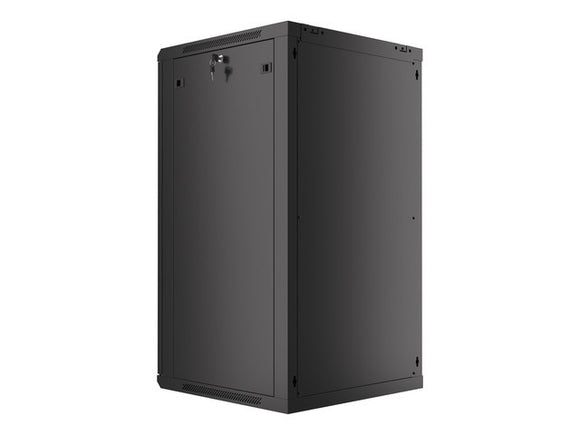 Lanberg wall-mounted installation rack cabinet 19'' 22U 600x600mm black (glass door)