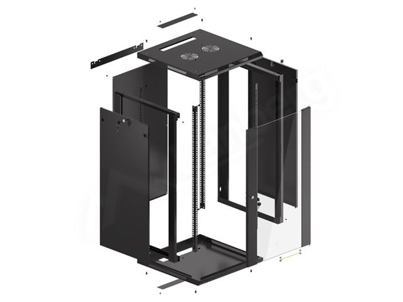 Lanberg wall-mounted installation rack cabinet 19'' 22U 600x600mm black (glass door)