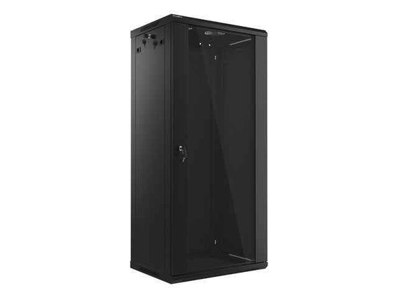 Szafa instalacyjna wisząca 19'' 27U 600X450mm czarna (drzwi szklane)