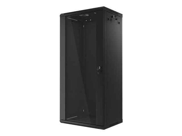 Szafa instalacyjna wisząca 19'' 27U 600X450mm czarna (drzwi szklane)