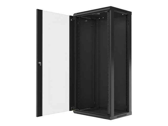 Szafa instalacyjna wisząca 19'' 27U 600X450mm czarna (drzwi szklane)